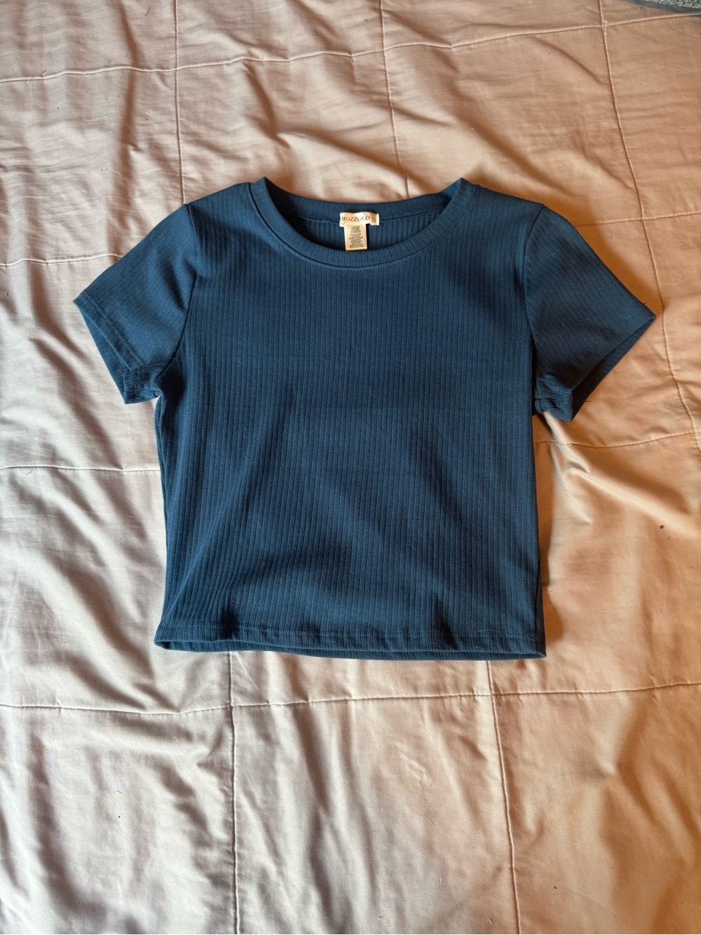 Bozzolo Navy Ribbed Short Sleeve Tee